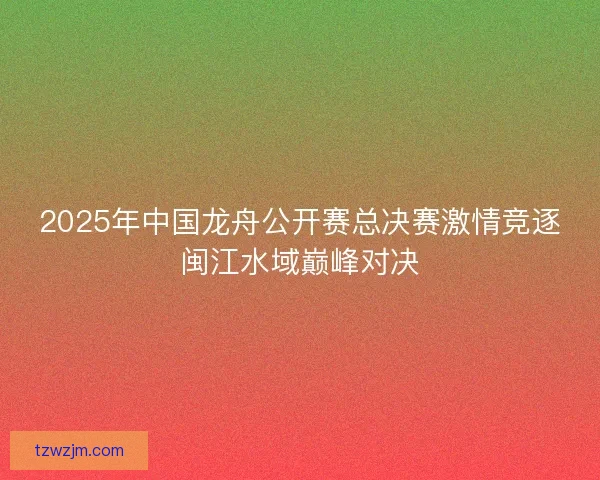 2025年中国龙舟公开赛总决赛激情竞逐闽江水域巅峰对决