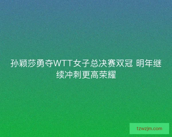孙颖莎勇夺WTT女子总决赛双冠 明年继续冲刺更高荣耀