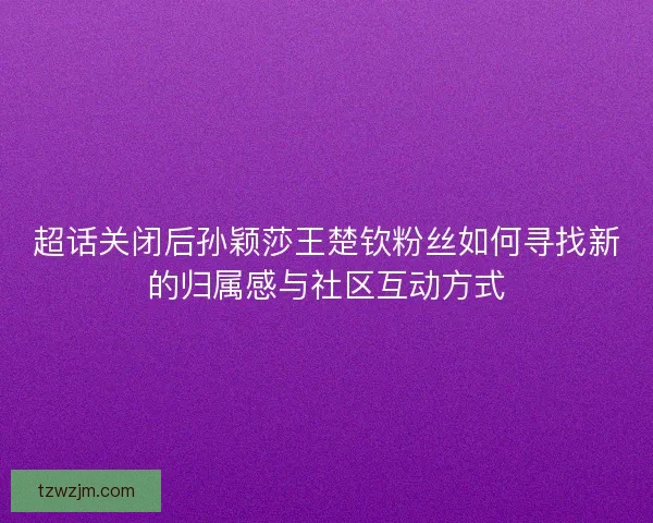 超话关闭后孙颖莎王楚钦粉丝如何寻找新的归属感与社区互动方式