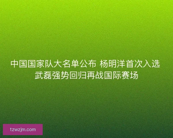 中国国家队大名单公布 杨明洋首次入选 武磊强势回归再战国际赛场